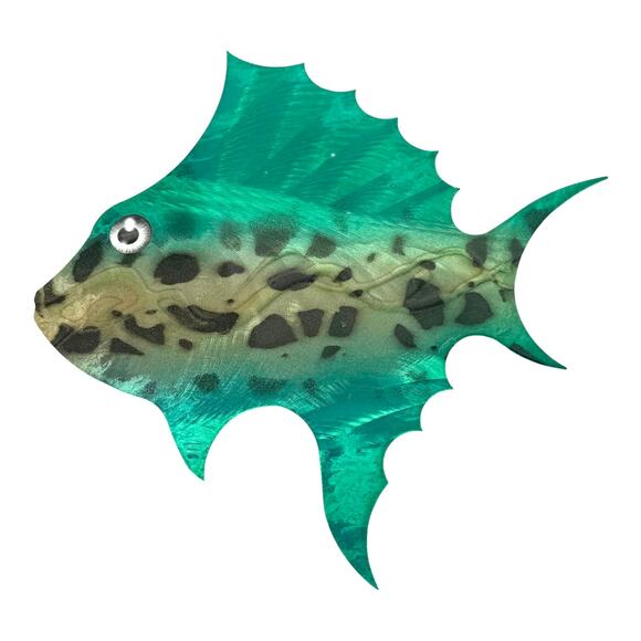 VTG Metal FISH ART Wall Hanging 11.25” Nautical Sea Tropical Water Decor Green - Picture 1 of 4